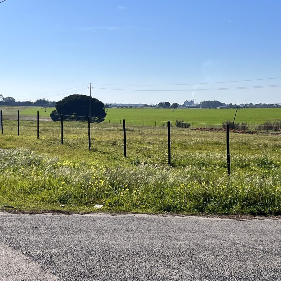 Vedação agrícola em rede com postes de madeira instalada pela Iberveda em Pegoes